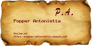 Popper Antonietta névjegykártya